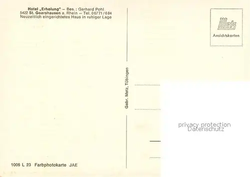 AK / Ansichtskarte St_Goarshausen Hotel Erholung St_Goarshausen