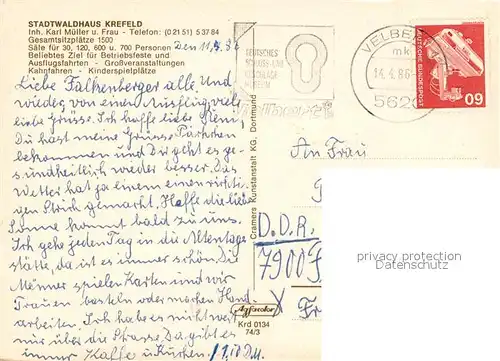 AK / Ansichtskarte Krefeld Stadtwaldhaus Restauration Krefeld