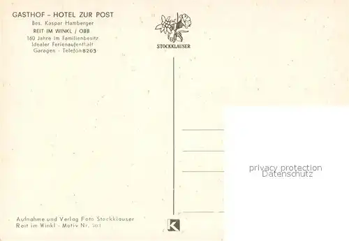 AK / Ansichtskarte Reit_Winkl Gasthof Hotel zur Post Restaurant Terrasse Reit_Winkl