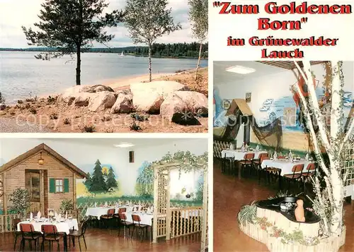 AK / Ansichtskarte Gruenewalde_Ruhland Gaststaette Zum goldenen Born im Gruenewalder Lauch Badestrand Gruenewalde_Ruhland