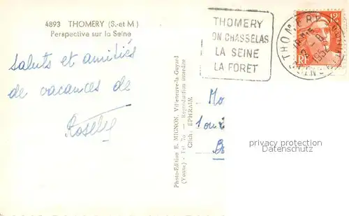 AK / Ansichtskarte Thomery Perspective sur la Seine Thomery