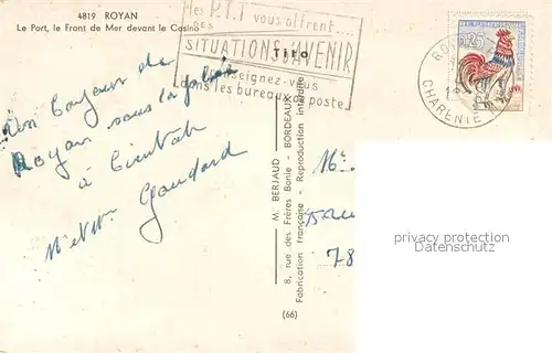 AK / Ansichtskarte Royan_Charente Maritime Le Port le Front de Mer devant le Casino Royan Charente Maritime