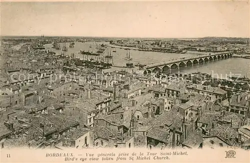 AK / Ansichtskarte Bordeaux Vue generale aerienne prise de la Tour Saint Michel  Bordeaux