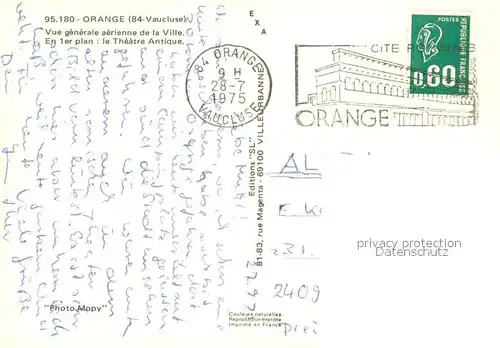 AK / Ansichtskarte Orange_Vaucluse Vue generale aerienne de la Ville et le Theatre Antique  Orange Vaucluse