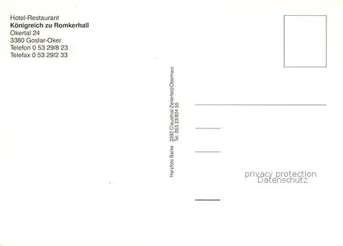 AK / Ansichtskarte Oker_Harz Hotel Restaurant Koenigreich zu Romkerhall Oker_Harz