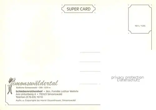 AK / Ansichtskarte Simonswaeldertal_Simonswald Schiebenrothenhof Gastraum Landschaftspanorama Schwarzwald 
