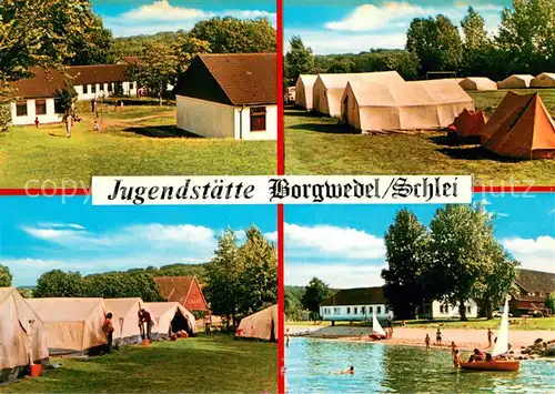 AK / Ansichtskarte Borgwedel Kreisjugendstaette Ferienhaeuser Zelte Badestrand Borgwedel