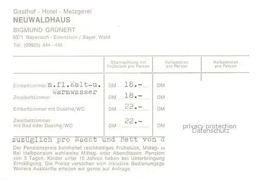 AK / Ansichtskarte Bayerisch_Eisenstein Gasthof Hotel Neuwaldhaus Restaurant Panorama Bayerisch_Eisenstein