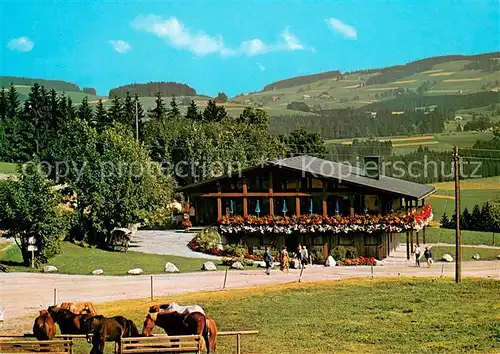 AK / Ansichtskarte Hinterzarten Restaurant Skihuette Georg Thoma im Sommer Pferde Schwarzwald Hinterzarten