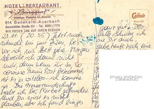 AK / Ansichtskarte Auerbach_Bergstrasse Hotel Burggraf Cafe Restaurant Terrasse Fremdenzimmer Auerbach_Bergstrasse