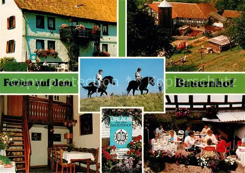 AK / Ansichtskarte Rimlos Ferien auf dem Bauernhof Gaesteraum Terrasse Ausreiten Rimlos