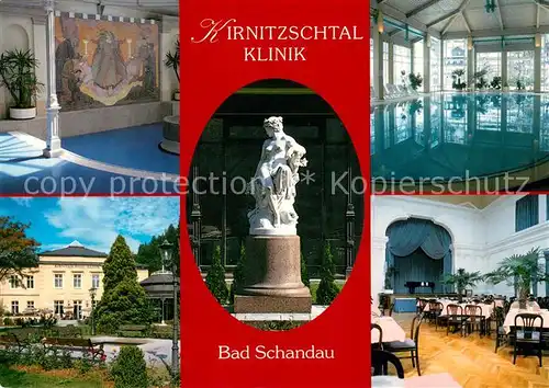 AK / Ansichtskarte Bad_Schandau Kirnitzschtal Klinik Speisesaal Park Hallenbad Statue Bad_Schandau