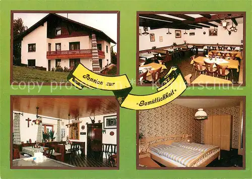 AK / Ansichtskarte Neukirchen_Wald Pension zur Gemuetlichkeit Gaststube Fremdenzimmer Neukirchen Wald