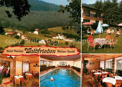 AK / Ansichtskarte Weiten Gesaess Hotel Pension Waldfrieden Restaurant Hallenbad Panorama Weiten Gesaess