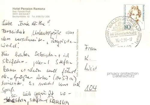 AK / Ansichtskarte Geigant Hotel Pension Ramona Badesee Campingplatz Landschaftspanorama Geigant