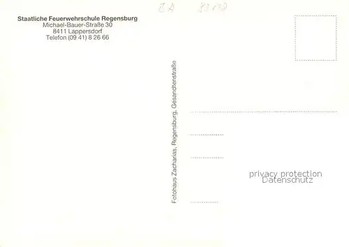 AK / Ansichtskarte Lappersdorf_Oberpfalz Staatliche Feuerwehrschule Regensburg Lappersdorf Oberpfalz