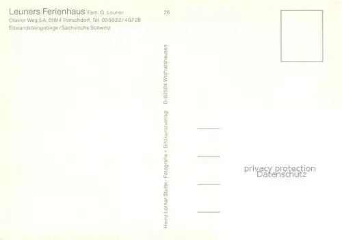 AK / Ansichtskarte Porschdorf Leuners Ferienhaus Landschaftspanorama Elbsandsteingebirge Tafelberg Saechsische Schweiz Porschdorf