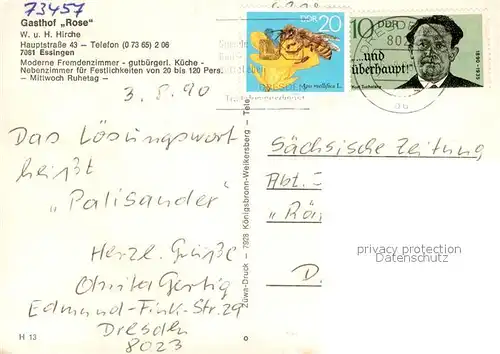 AK / Ansichtskarte Essingen Gasthof zur Rose Restaurant Essingen