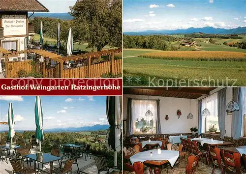 AK / Ansichtskarte Greimharting Gasthaus Pension Der Weingarten Ratzingerhoehe Landschaftspanorama Greimharting