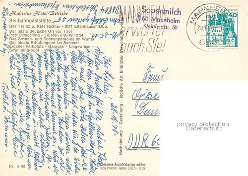 AK / Ansichtskarte Ettenhausen_Schleching Hotel Hubertus Restaurant Bar Breitenstein Geigelstein Chiemgauer Alpen Ettenhausen_Schleching