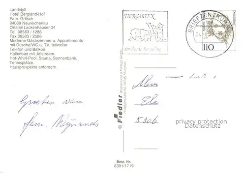 AK / Ansichtskarte Neureichenau Hotel Bergland Hof Wappen Neureichenau