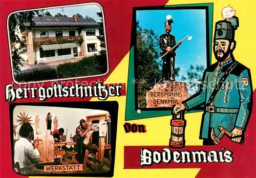 AK / Ansichtskarte Bodenmais Holzschnitzerei Werkstatt Handwerk Bergmannsdenkmal Bodenmais