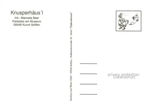 AK / Ansichtskarte Seiffen_Erzgebirge Knusperhaeus l Kunstgewerbe Abendstimmung im Winter Seiffen Erzgebirge