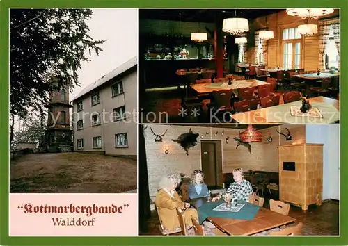 AK / Ansichtskarte Walddorf_Sachsen Ausflugsgaststaette Kottmarbergbaude Gastraum Aussichtsturm Walddorf Sachsen