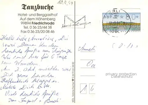AK / Ansichtskarte Friedrichroda Hotel Berggasthof Tanzbuche Friedrichroda