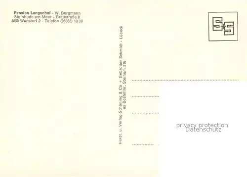 AK / Ansichtskarte Steinhude_am_Meer Pension Langenhof Gaestezimmer Aufenthaltsraum Bar Badestrand Steinhuder Meer 