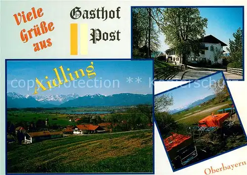 AK / Ansichtskarte Aidling Gasthof Post Terrasse Fernsicht Panorama Alpen Aidling