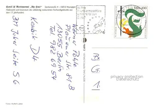 AK / Ansichtskarte Neuruppin Hotel Restaurant Up Hus Fachwerkhaus 17. Jhdt. Neuruppin