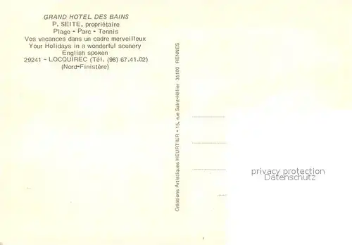 AK / Ansichtskarte Locquirec Grand Hotel des Bains Plage Parc Tennis Vue aerienne Locquirec