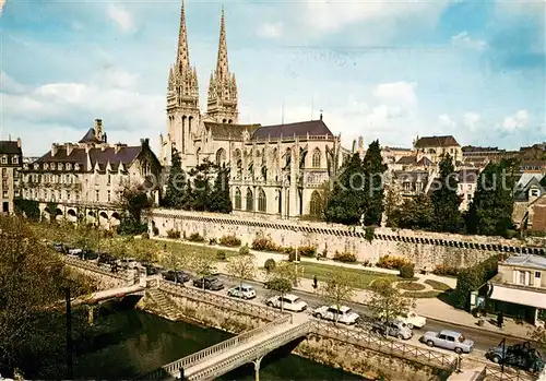 AK / Ansichtskarte Quimper Les Ponts sur lOdet les Remparts et la Cathedrale Quimper