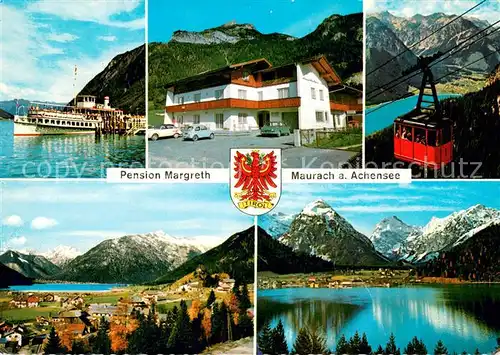 AK / Ansichtskarte Maurach_Achensee Pension Margreth Fahrgastschiff Gondelbahn Panorama Maurach Achensee