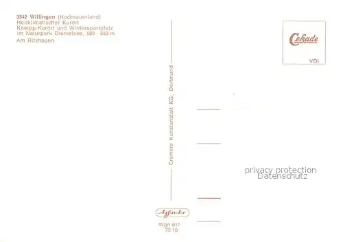 AK / Ansichtskarte Willingen_Sauerland Am Ritzhagen im Naturpark Diemelsee Willingen_Sauerland