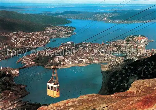 AK / Ansichtskarte Bergen_Norwegen Panorama Gondelbahn Bergen Norwegen