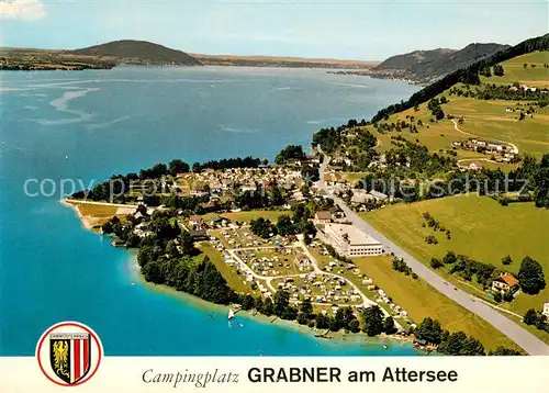 AK / Ansichtskarte Steinbach_Attersee Campingplatz Grabner Fliegeraufnahme Steinbach Attersee