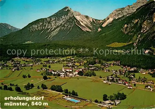 AK / Ansichtskarte Muenster_Tirol Fliegeraufnahme mit Rofangebirge Muenster_Tirol