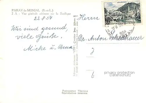 AK / Ansichtskarte Paray le Monial Vue generale aeriennesur la Basilique Paray le Monial
