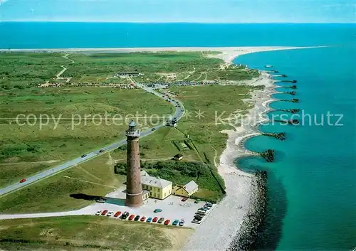 AK / Ansichtskarte Skagen_Fyr og Grenen Fliegeraufnahme mit Leuchtturm Skagen_Fyr