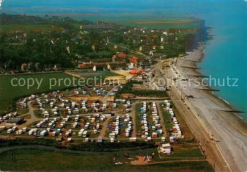 AK / Ansichtskarte Quiberville La Falaise la Plage et le Camping Vue aerienne Quiberville