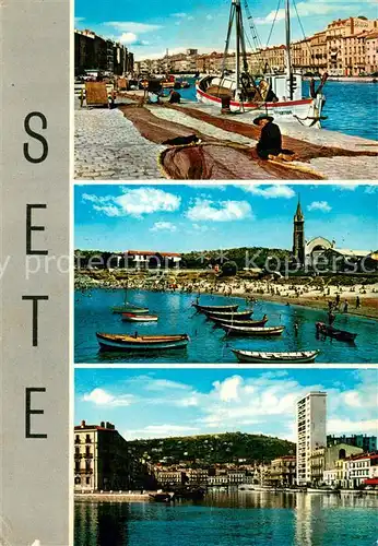 AK / Ansichtskarte Sete_Cette Le port La plage Vue partielle 