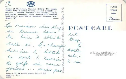 AK / Ansichtskarte Muskoka_Lakes Airview of Windermere Muskoka_Lakes