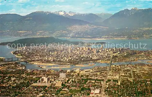 AK / Ansichtskarte Vancouver_British_Columbia Aerial view of Downtown Harbour and Mountains Vancouver_British