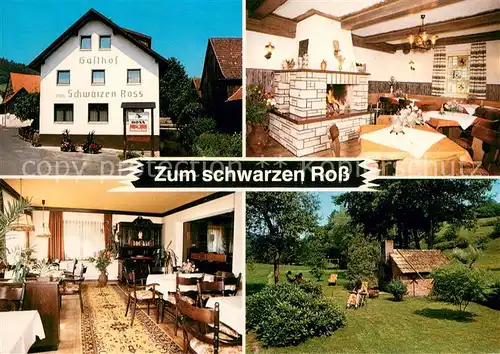 AK / Ansichtskarte Eckarts_Bad_Brueckenau Gasthof Pension Zum schwarzen Ross Kamin Garten 