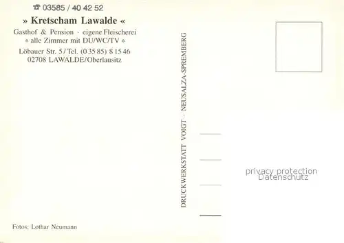 AK / Ansichtskarte Lawalde Gasthof Pension Kretscham Lawalde Restaurant Fremdenzimmer Festsaal Lawalde