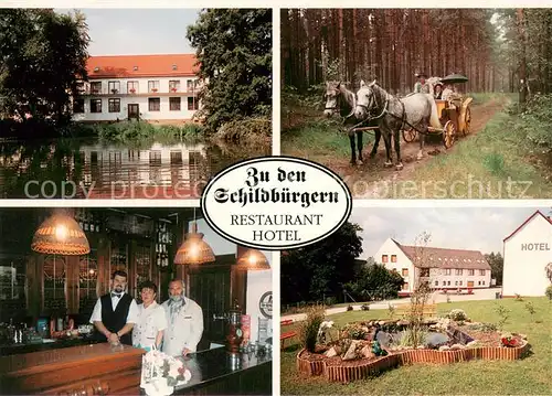 AK / Ansichtskarte Frauwalde Hotel Restaurant Zu den Schildbuergern Pferdekutsche Frauwalde