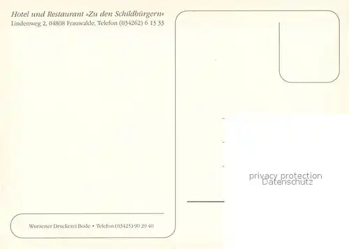 AK / Ansichtskarte Frauwalde Hotel Restaurant Zu den Schildbuergern Pferdekutsche Frauwalde