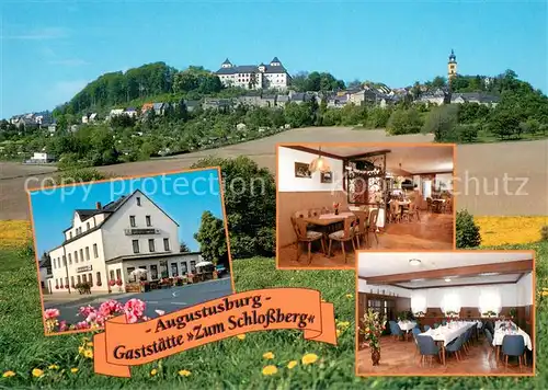 AK / Ansichtskarte Augustusburg Gaststaette Zum Schlossberg Restaurant Ortsansicht Augustusburg